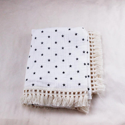 Children's Double Cotton Soft Tassel Baby Bath Towel Baby Blanket