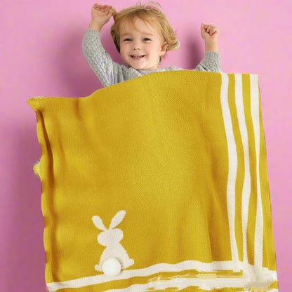 Spring Autumn Stereo Bunny Baby Knit Blanket Baby Blankets