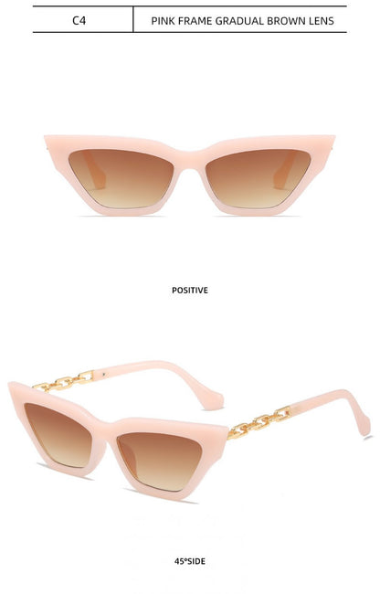 Fashion Universal Sunglasses Personality Versatile Street Shooting Female Small Face Temperament Chain Foot Sunglasses Wholesale