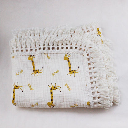 Children's Double Cotton Soft Tassel Baby Bath Towel Baby Blanket