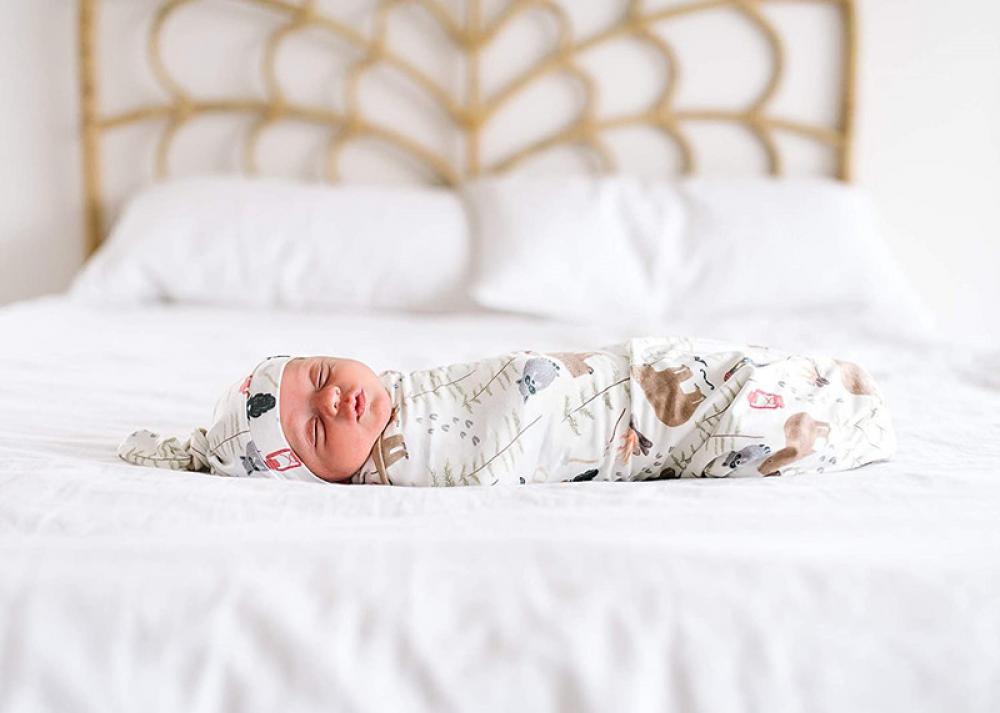 Newborn Print Wrap Tire Hat Headband Two-Piece Set