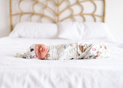 Newborn Print Wrap Tire Hat Headband Two-Piece Set