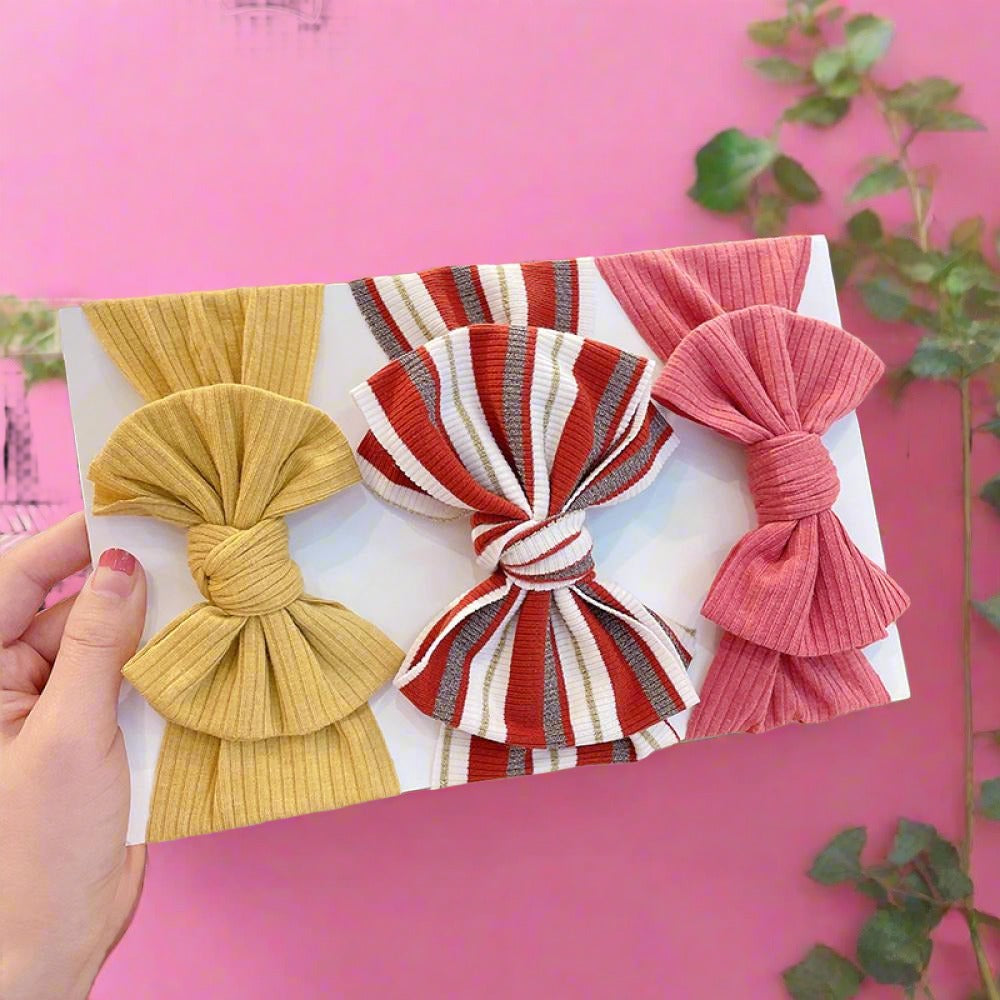 Newborn Baby Girls Headband Stripe Solid Hair Accessory
