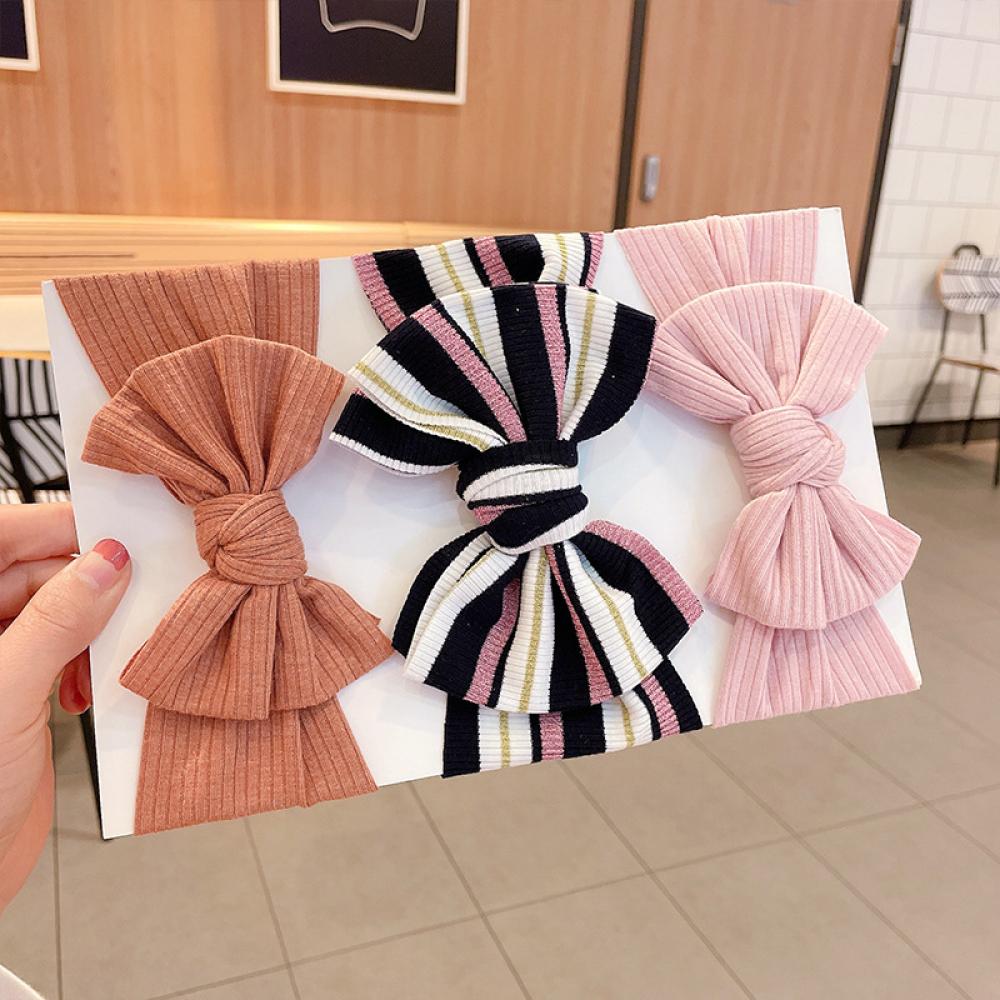 Newborn Baby Girls Headband Stripe Solid Hair Accessory