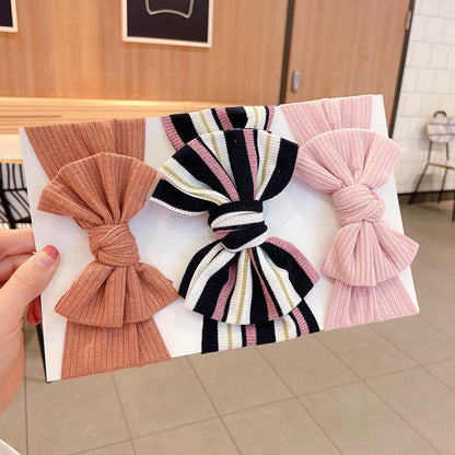 Newborn Baby Girls Headband Stripe Solid Hair Accessory