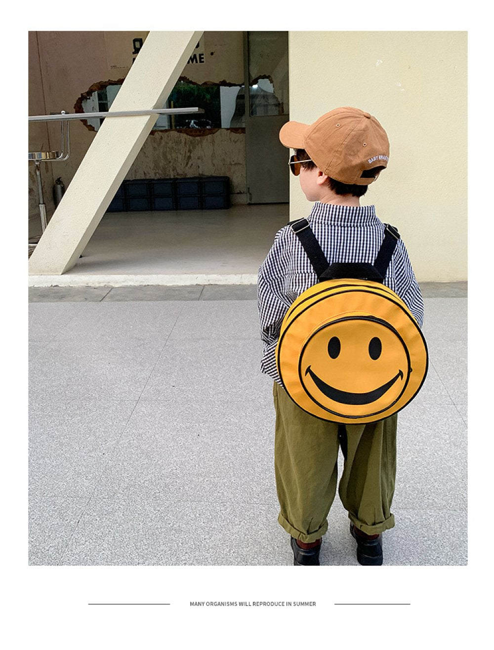 Neutrals Cartoon Children Casual Backpack Smiley Face