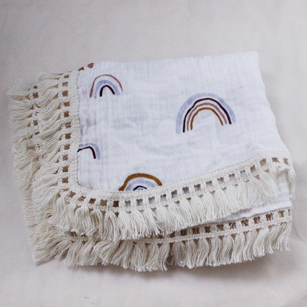 Children's Double Cotton Soft Tassel Baby Bath Towel Baby Blanket