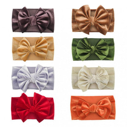 Children's Velvet Double Bow Solid Soft Headband Wholesale