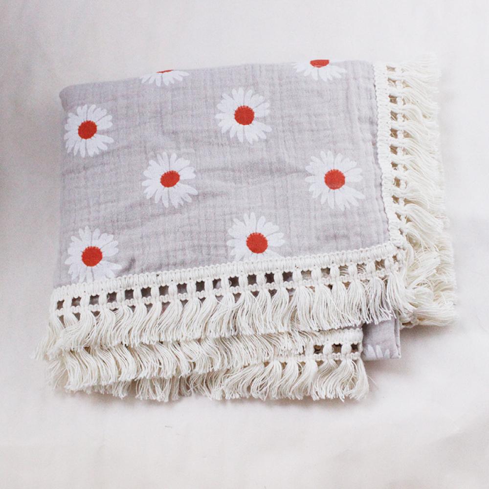 Children's Double Cotton Soft Tassel Baby Bath Towel Baby Blanket