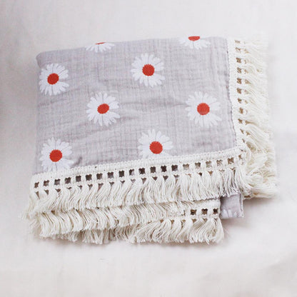 Children's Double Cotton Soft Tassel Baby Bath Towel Baby Blanket