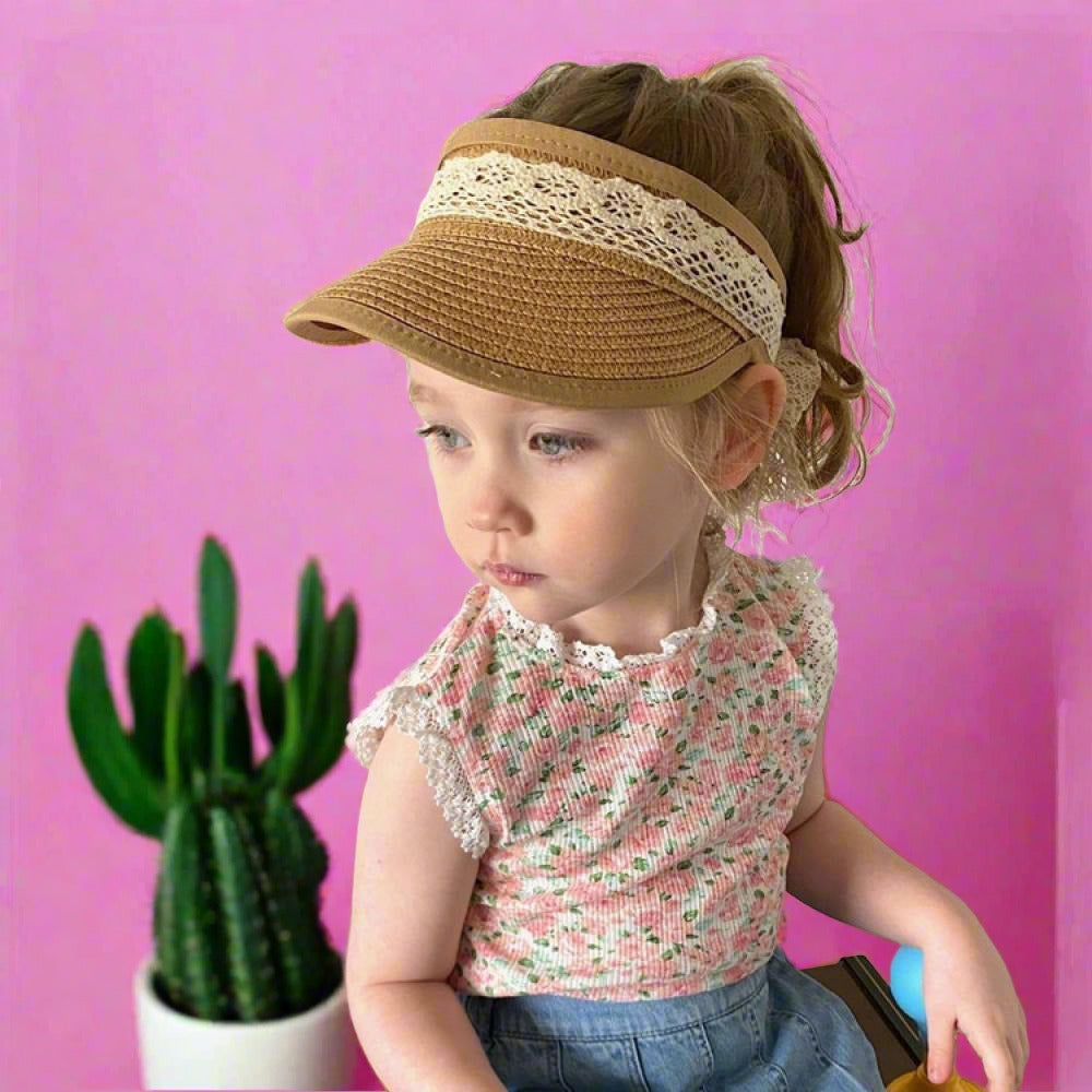 Girls Lace Sunhat Sunscreen Straw Hat Versatile