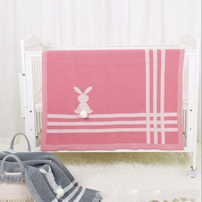 Spring Autumn Stereo Bunny Baby Knit Blanket Baby Blankets