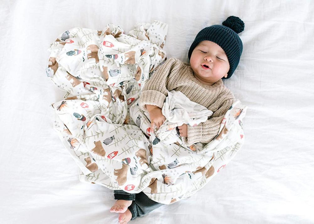 Newborn Print Wrap Tire Hat Headband Two-Piece Set
