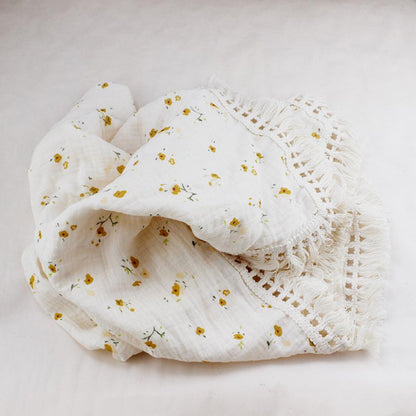 Children's Double Cotton Soft Tassel Baby Bath Towel Baby Blanket