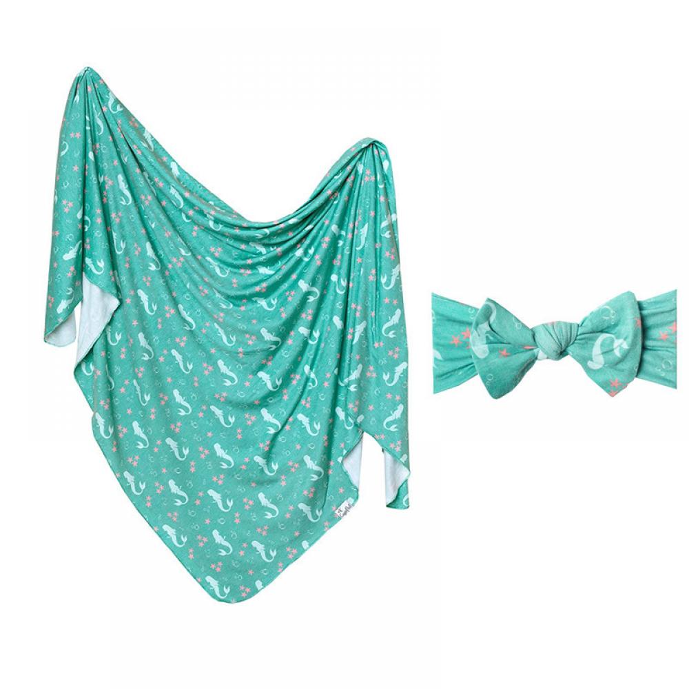 Newborn Print Wrap Tire Hat Headband Two-Piece Set