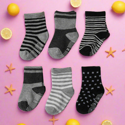 Pack of 12 Baby Non Slip Socks with Non Skid Soles for Toddlers