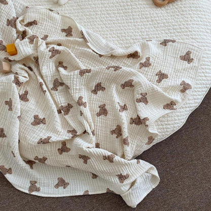 Bear Print Blanket Cotton Double Gauze Blanket Wholesale