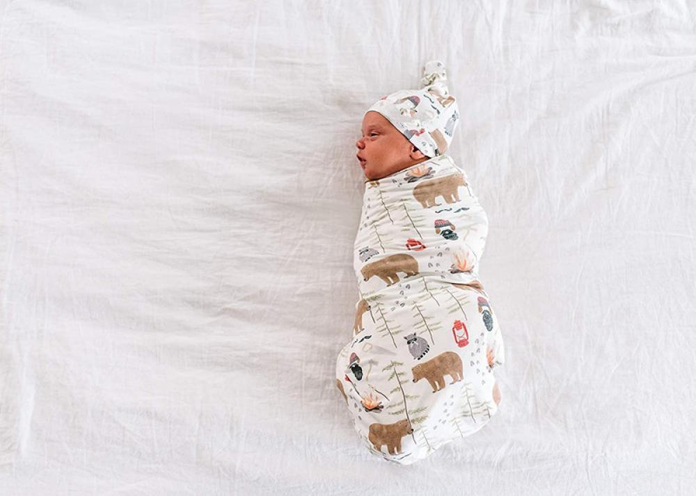 Newborn Print Wrap Tire Hat Headband Two-Piece Set