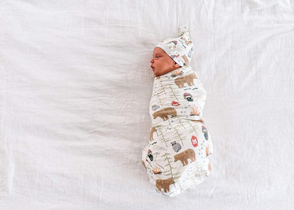 Newborn Print Wrap Tire Hat Headband Two-Piece Set