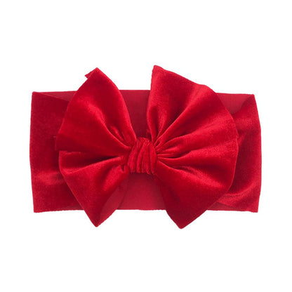 Children's Velvet Double Bow Solid Soft Headband Wholesale
