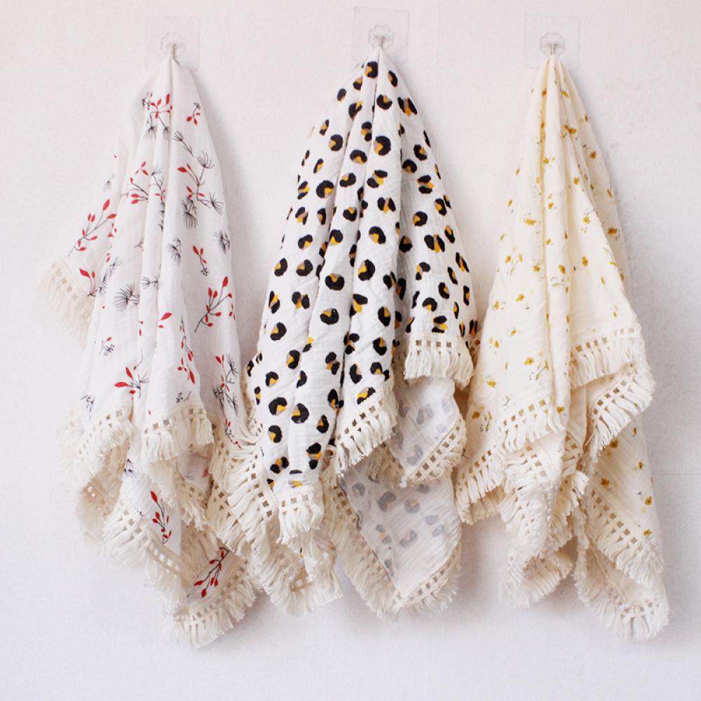 Children's Double Cotton Soft Tassel Baby Bath Towel Baby Blanket