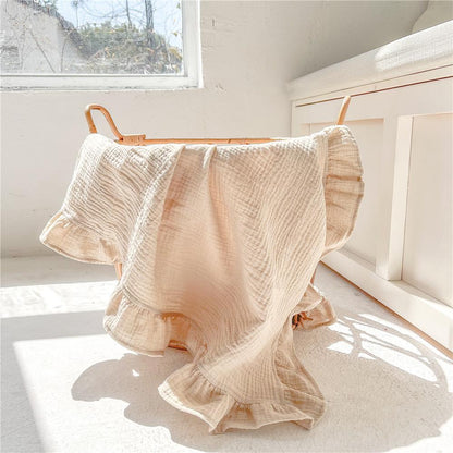 Baby Ruffle Solid Cotton Gauze Blanket Wholesale Baby Blanket