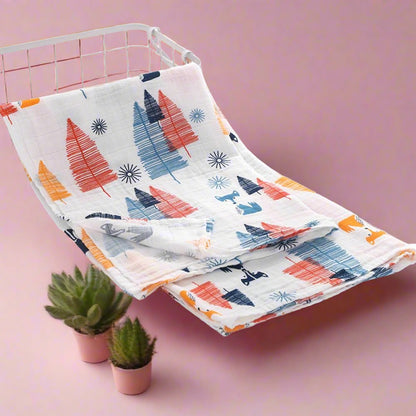 Double Layer Cotton Gauze Printed Baby Blanket Wholesale