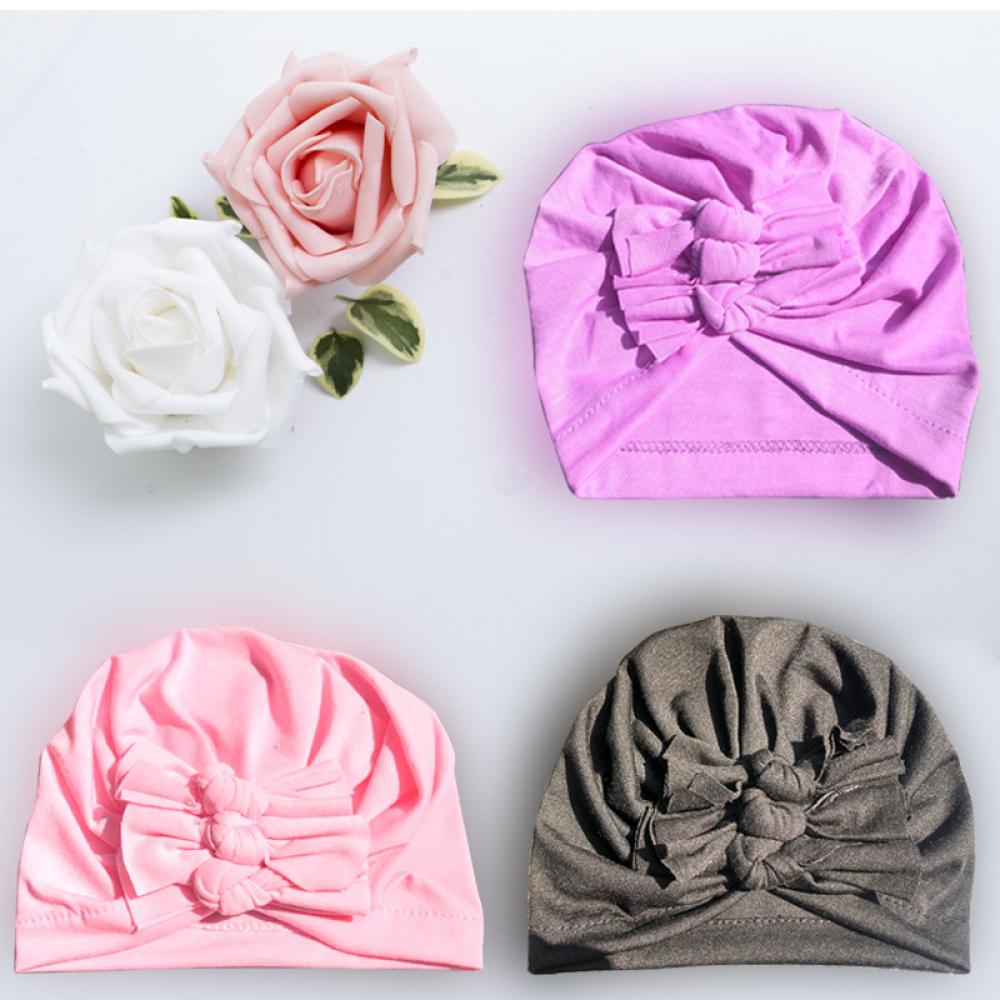 New Bow Baby Hat Spring And Autumn Solid Color Baby Hat Newborn Baby Hat 21 Colors Available Wholesale Baby Hats