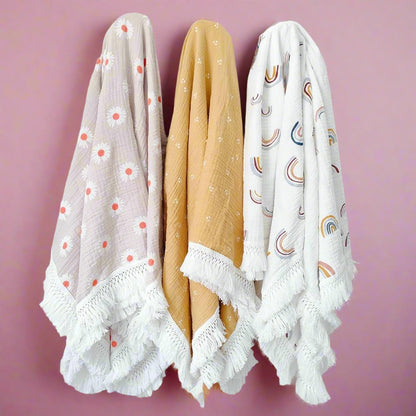 Children's Cotton Printed Tassel Blanket Cute Baby Blankets