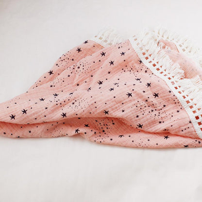 Children's Double Cotton Soft Tassel Baby Bath Towel Baby Blanket