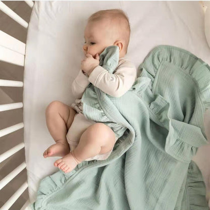 Baby Ruffle Solid Cotton Gauze Blanket Wholesale Baby Blanket