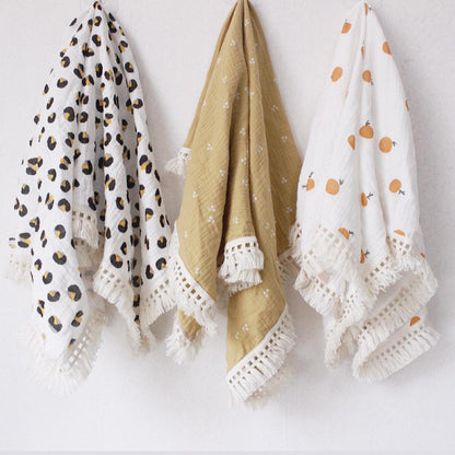 Children's Double Cotton Soft Tassel Baby Bath Towel Baby Blanket