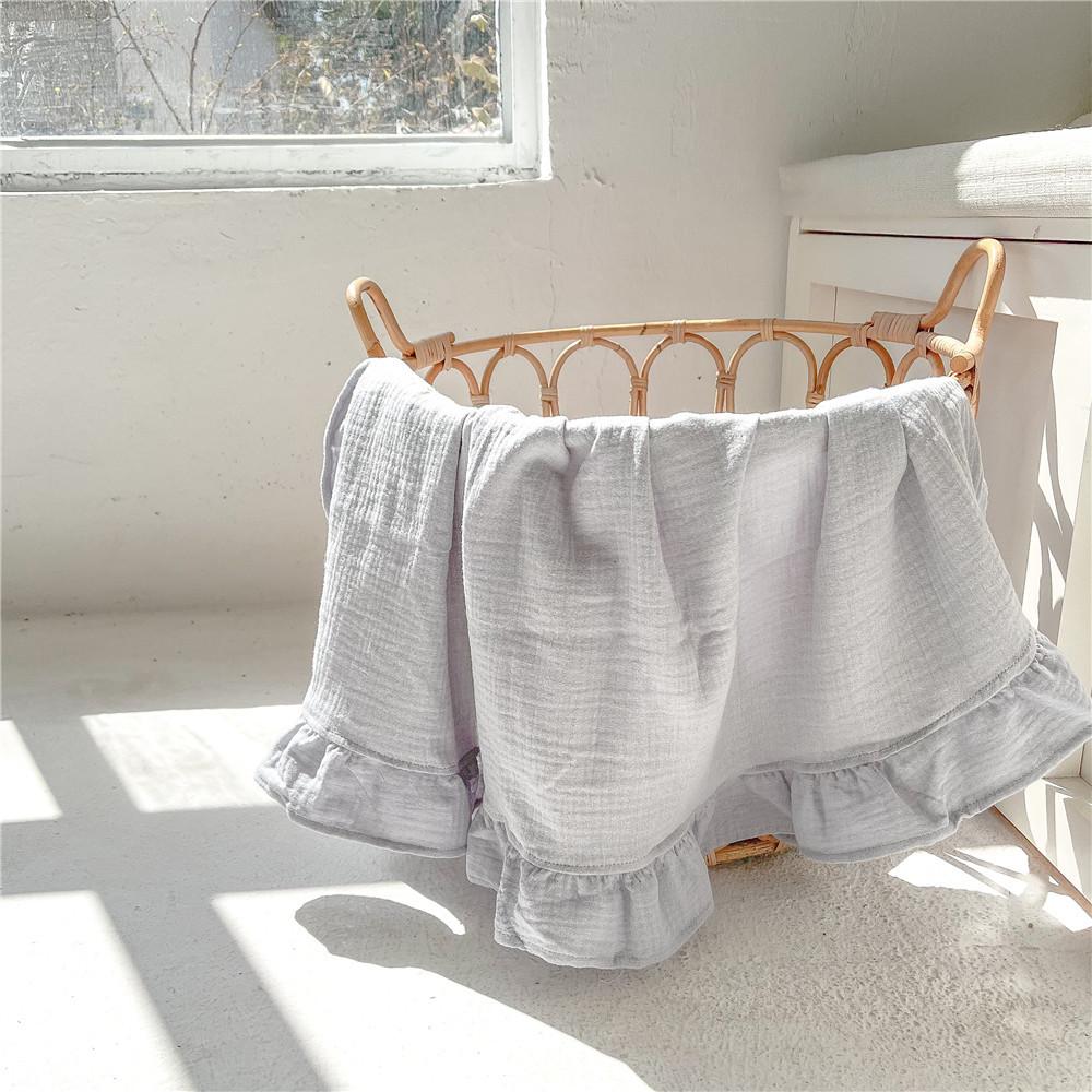 Baby Ruffle Solid Cotton Gauze Blanket Wholesale Baby Blanket