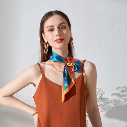 2PCS New 2022 Temperament Elegant Tied Hair Perforated Headband Long Silk Scarf Female Retro French Ribbon Scarf Wholesale