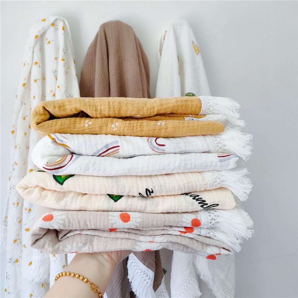Children's Cotton Printed Tassel Blanket Cute Baby Blankets