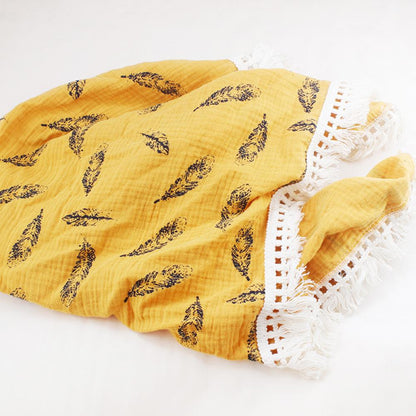 Children's Double Cotton Soft Tassel Baby Bath Towel Baby Blanket