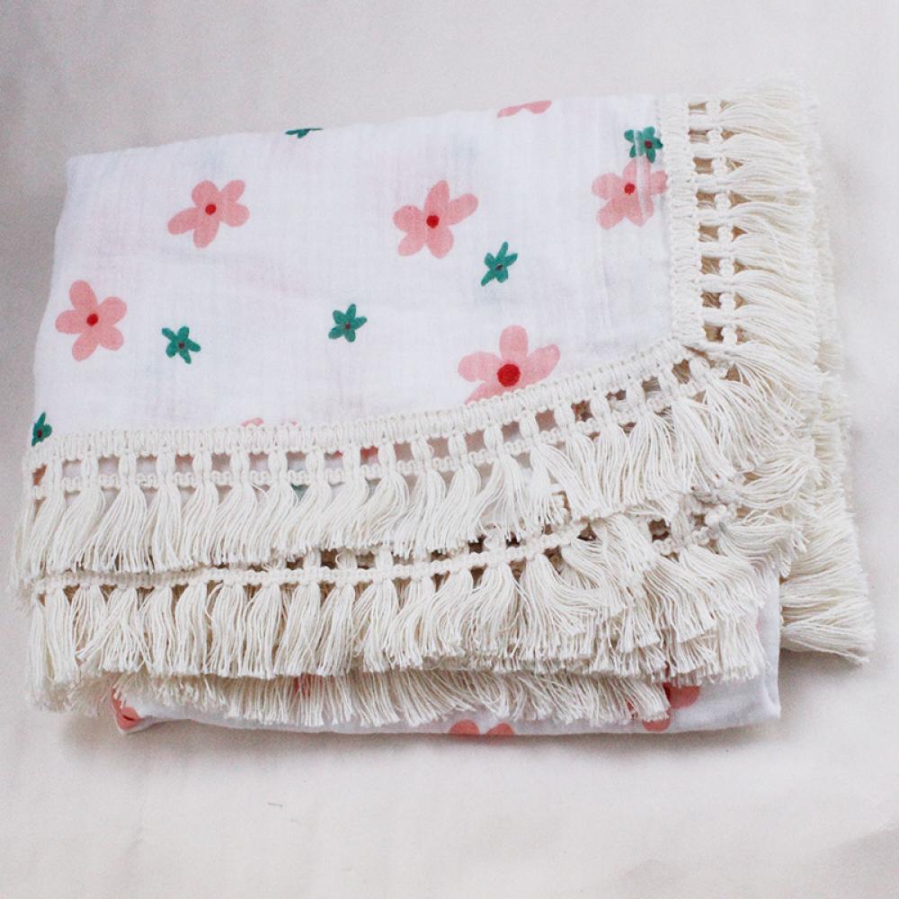 Children's Double Cotton Soft Tassel Baby Bath Towel Baby Blanket