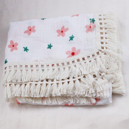 Children's Double Cotton Soft Tassel Baby Bath Towel Baby Blanket