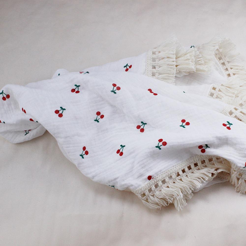Children's Double Cotton Soft Tassel Baby Bath Towel Baby Blanket