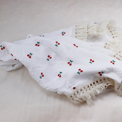 Children's Double Cotton Soft Tassel Baby Bath Towel Baby Blanket