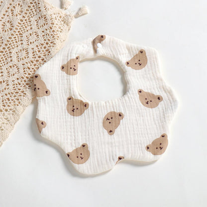 Newborn Baby Bibs 6 layers cotton yarn petal bib Rainbow Leopard Heart Animal Printed Wholesale