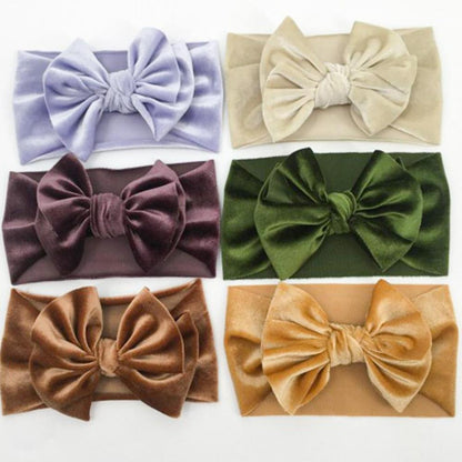 Children's Velvet Double Bow Solid Soft Headband Wholesale