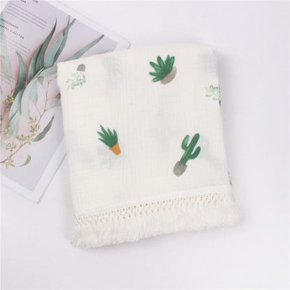 Children's Cotton Printed Tassel Blanket Cute Baby Blankets
