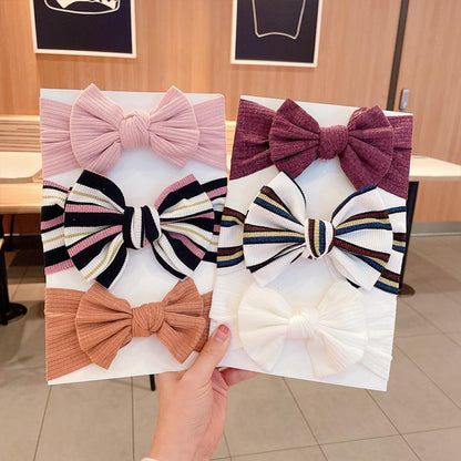 Newborn Baby Girls Headband Stripe Solid Hair Accessory