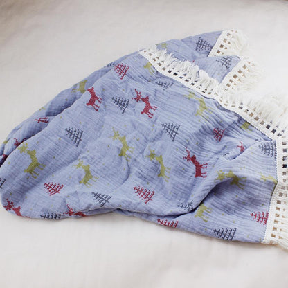 Children's Double Cotton Soft Tassel Baby Bath Towel Baby Blanket