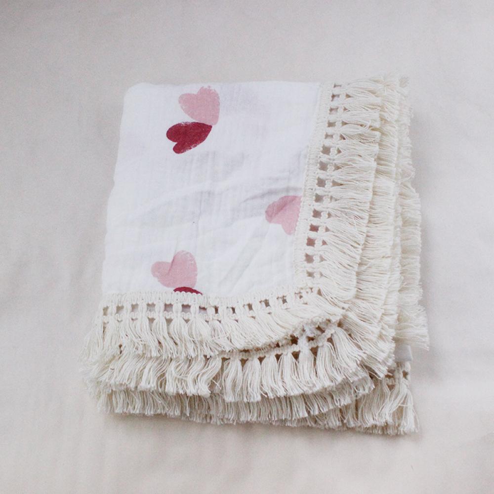 Children's Double Cotton Soft Tassel Baby Bath Towel Baby Blanket