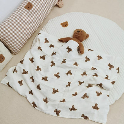 Bear Print Blanket Cotton Double Gauze Blanket Wholesale