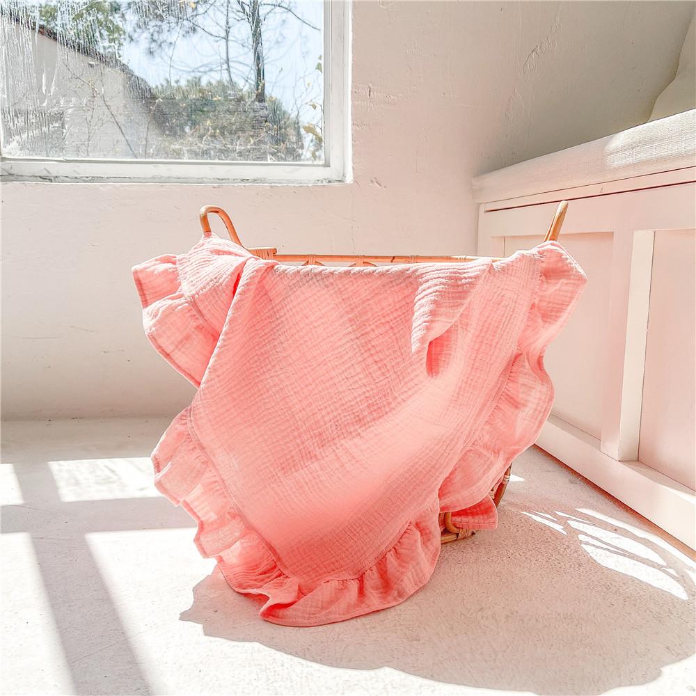 Baby Ruffle Solid Cotton Gauze Blanket Wholesale Baby Blanket
