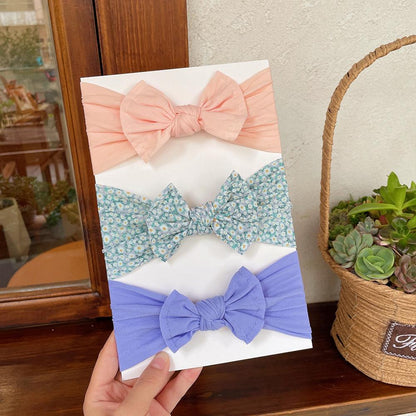 Baby Nylon Bow Printed Hair Bands Babywear Wholesale 3-Pack