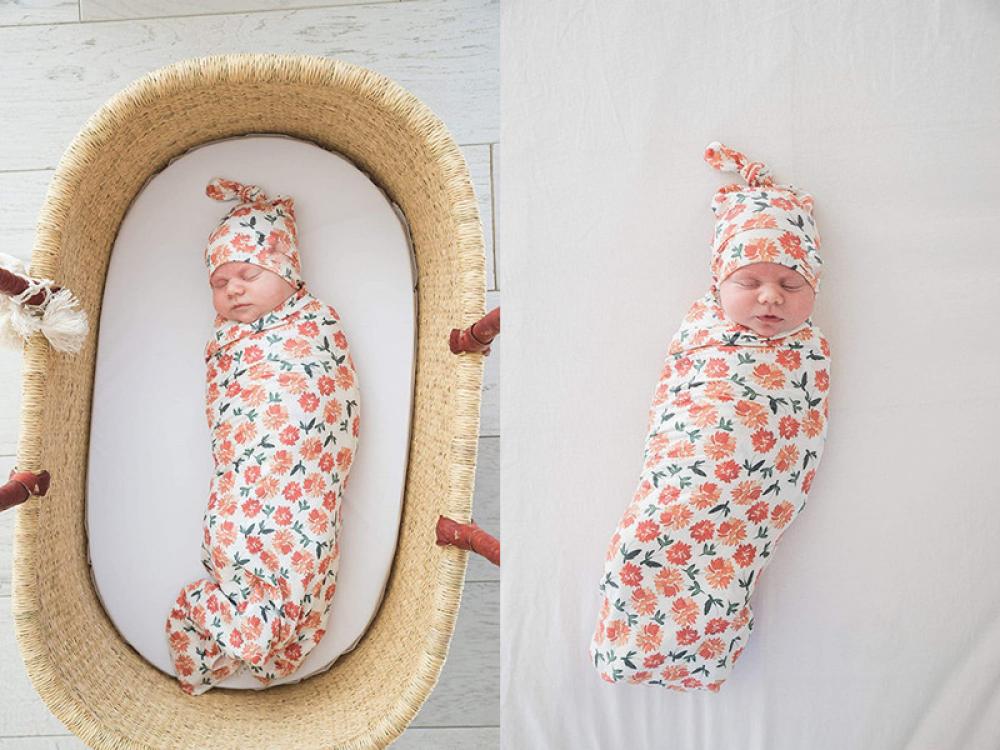 Newborn Print Wrap Tire Hat Headband Two-Piece Set